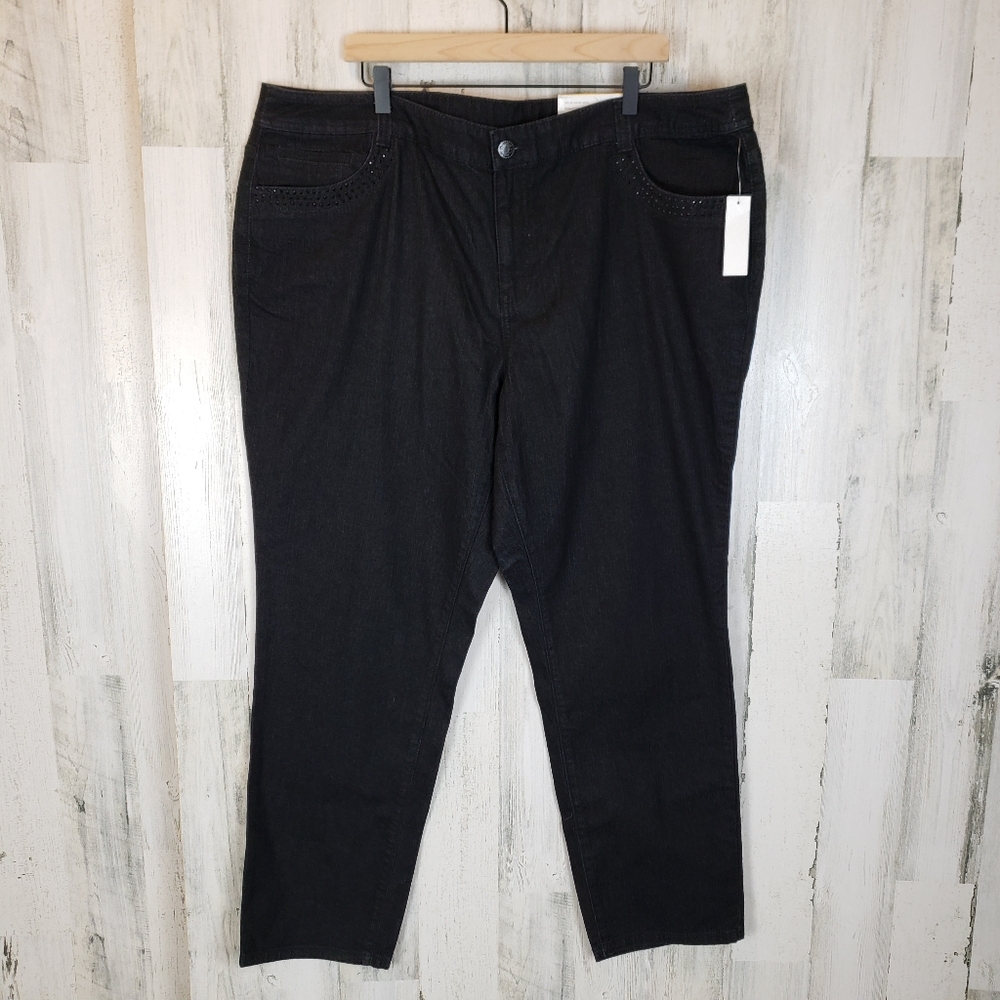 CJ Banks Black Embellished Jeans Sz 22W